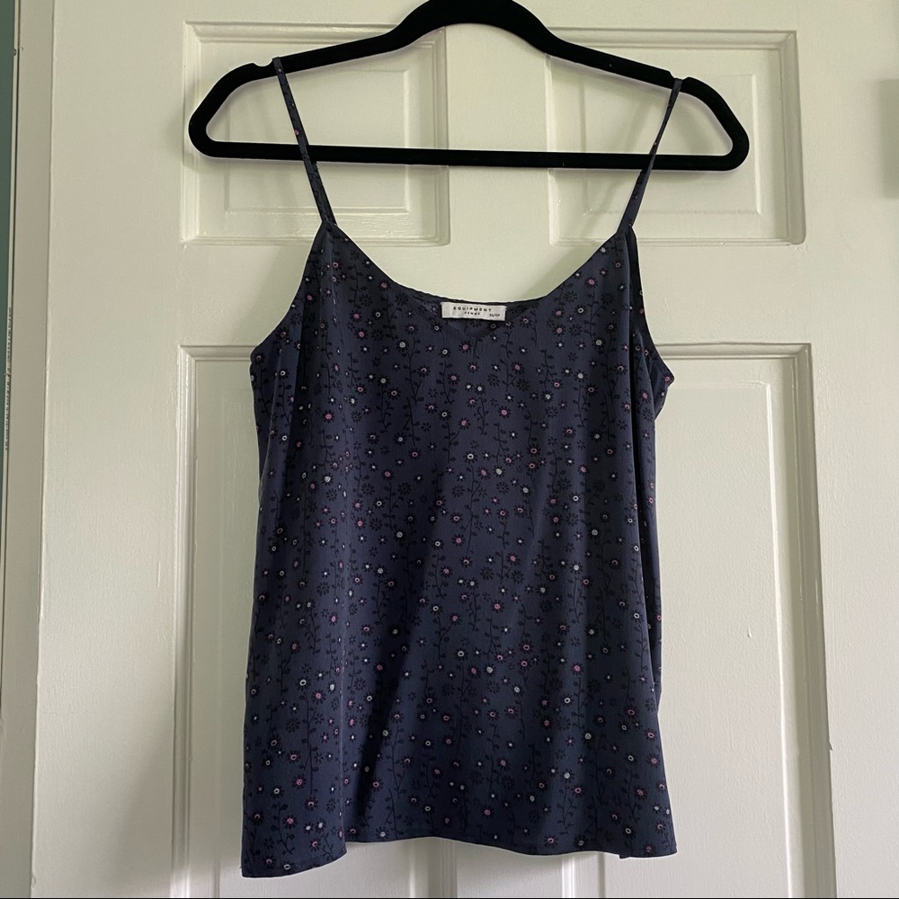 Equipment silk cami in slate blue floral